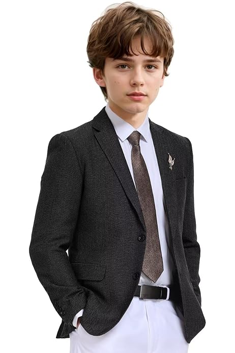 Isaac Mizrahi Slim Fit Tweed Jacket For Boys - Classic Blazer With Notch Lapel