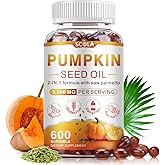 SCOLA Pumpkin Seed Oil with Saw Palmetto,3200mg/Serving,Cold-Pressed with Essential Fatty Acids & Phytosterols,Supports Hair, Immune,Bladder & Prostate Health,Non-GMO (600 Softgels)