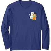 Ghost Halloween, Ghost with Energy Drink Fall Tee (Pocket) Long Sleeve T-Shirt