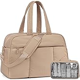 LOVEVOOK Women's Travel Duffel Bag, Gym Bag with Shoe Compartment, Carry On Weekender, Water Resistant Puffer Bag for Sports, Gym