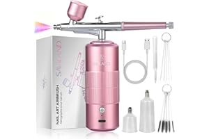 SAVILAND Advanced 30 PSI Airbrush Kit: 3X Instant Atomization Airbrush for Nails Limitless Nail Art Creativity Salon-Perfect Results Three-Mode 0.3S Instant Color Airbrush for Ombre French Paint Set