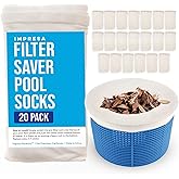 IMPRESA Pool Skimmer Socks - Compatible with Hayward, Pentair & Intex - 20-Pack - Filter Saver Socks - Fits Inground & Above Ground Pool Skimmers