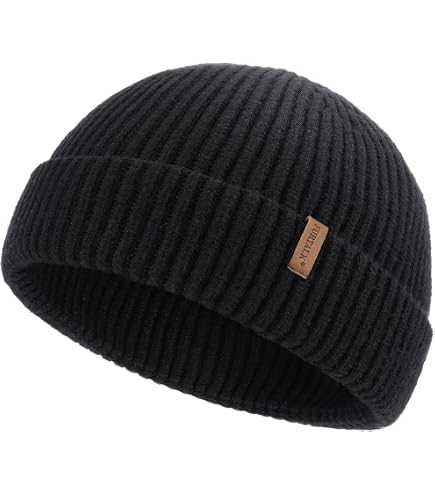Irzaki Fisherman Beanie for Men Knit Trawler Beanie Short Cuffed