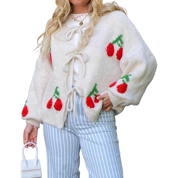 Women Crop Cardigan Jacquard Open Front Sweater 3D Flower