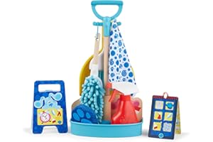 Melissa & Doug Blue’s Clues & You! Clean-Up Time Play Set - Toddler Toy Cleaning Set, Pretend Home Cleaning Set, Kids Broom And Mop Set, Pretend Play Cleaning Toy, Blue's Clues Toy For Kids Ages 3+