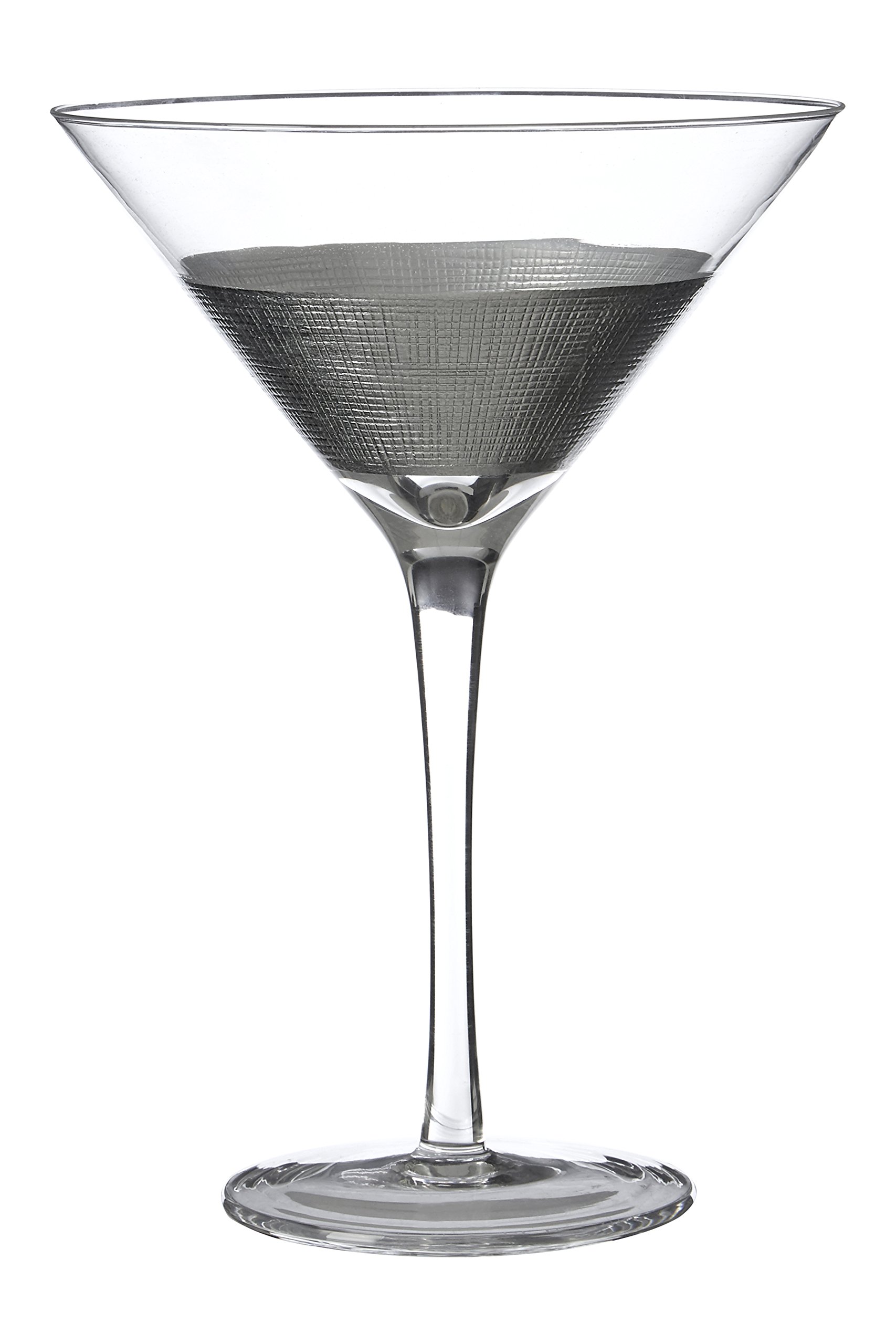 Premier Housewares Apollo Cocktail Glasses, Silver, 14 x 14 x 20 cm, Set of 2