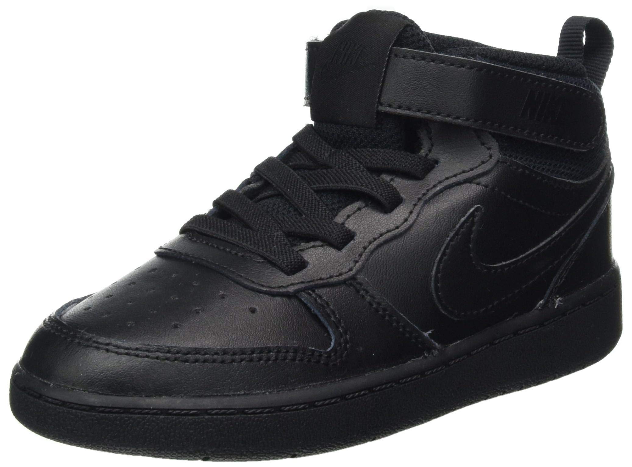 Nike Bably/Toddler Court Borough Mid 2 Shoes, Black/Black-Black, 9C Image