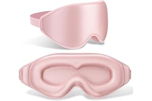 FlyCoco 99% Fully Block Out Light Eye Sleep Mask, 3D Deep Contoured Eyes Cover Zero Pressure, Long Lash Extension Eyes Mask with Adjustable Straps for Sleeping Travel Home Nap Rest Women Men (Pink)