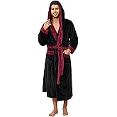 Vulcanodon Mens Robe Big and Tall with Hood, Full Length Plush Robe for Men Long Fleece Bathrobe