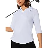 M MOTEEPI 3/4 Length Sleeve Womens Golf Polo Shirt Ladies Workout Tops Polo Shirts for Women Golf Pullover
