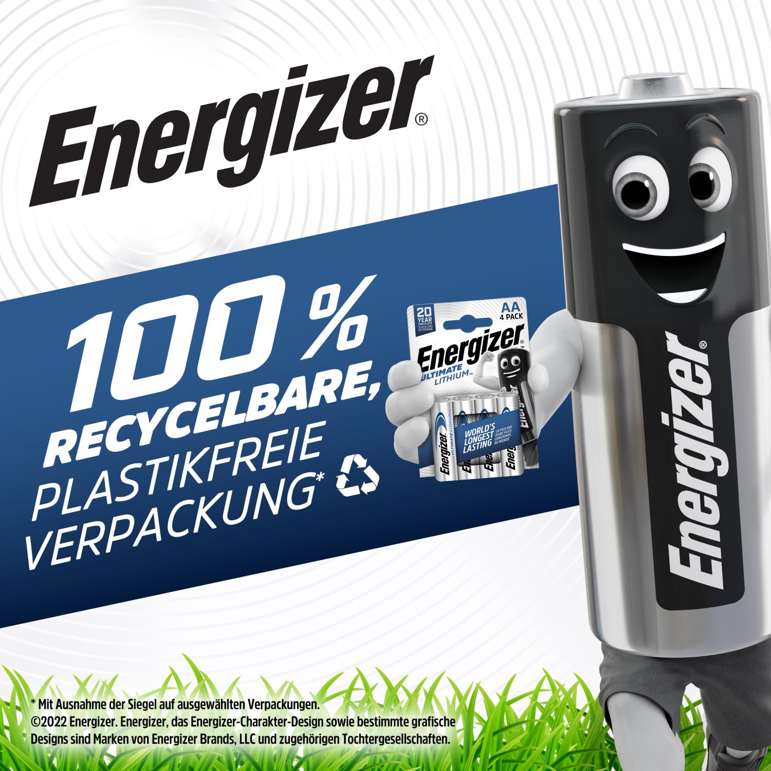 Energizer Ultimate Lithium Batterie AA (4 Stück) - Die langlebigste AA Batterien der Welt - 100% auslaufsichere Konstruktion - 100% plastikfreie Verpackung - 25 Jahre lagerfähig 8