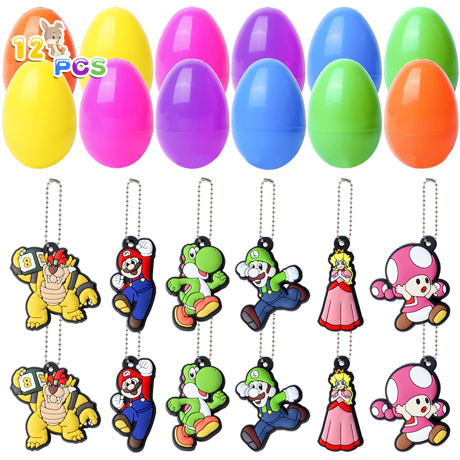 Blithely 12 Pack Easter Basket Stuffers for Kids, Easter Basket Stuffers, Easter Fillers Gifts with Keychain for Girls Boys Party Favors and Classroom Prizes