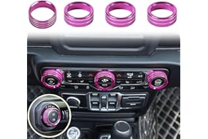 Voodonala Air Conditioner Headlight Switch Knob Trim For2018-2022 Jeep Wrangler Jl Jlu Gladiator Jt, Pink Aluminum Alloy 4Pcs