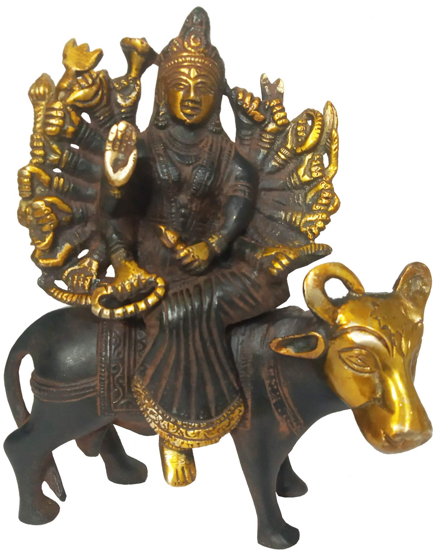 Purpledip Brass Idol Mahishasura-mardini Durga Avatar Shri Vihat Mata Meldi Ma (12158)