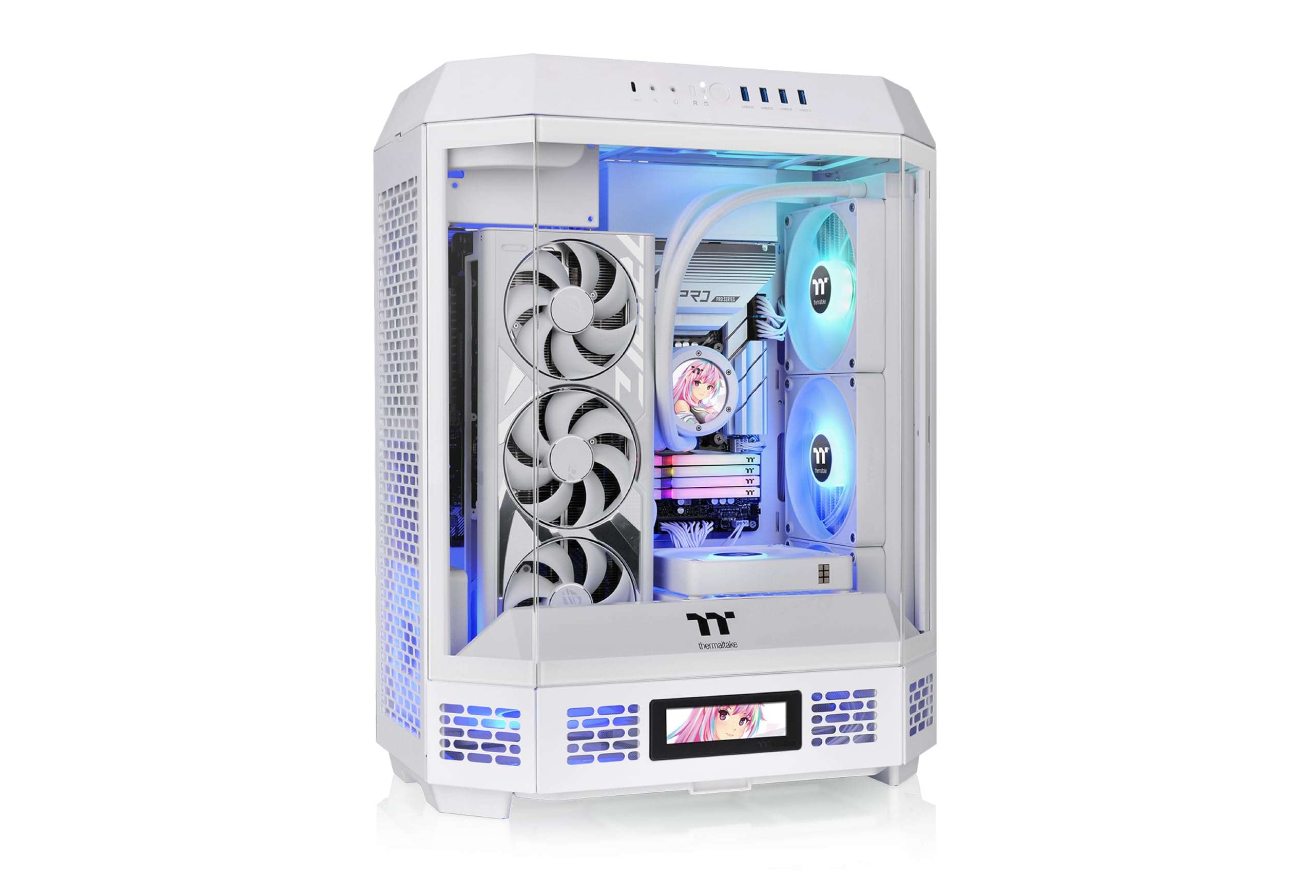 Thermaltake Tower 600 Snow Mid-Tower ATX Case; 3 Tempered Glass Panels; Hidden-Connector Motherboard Support; Rotational PCI-e Slots; CA-1Z1-00M6WN-00; 3 Year Warranty Image