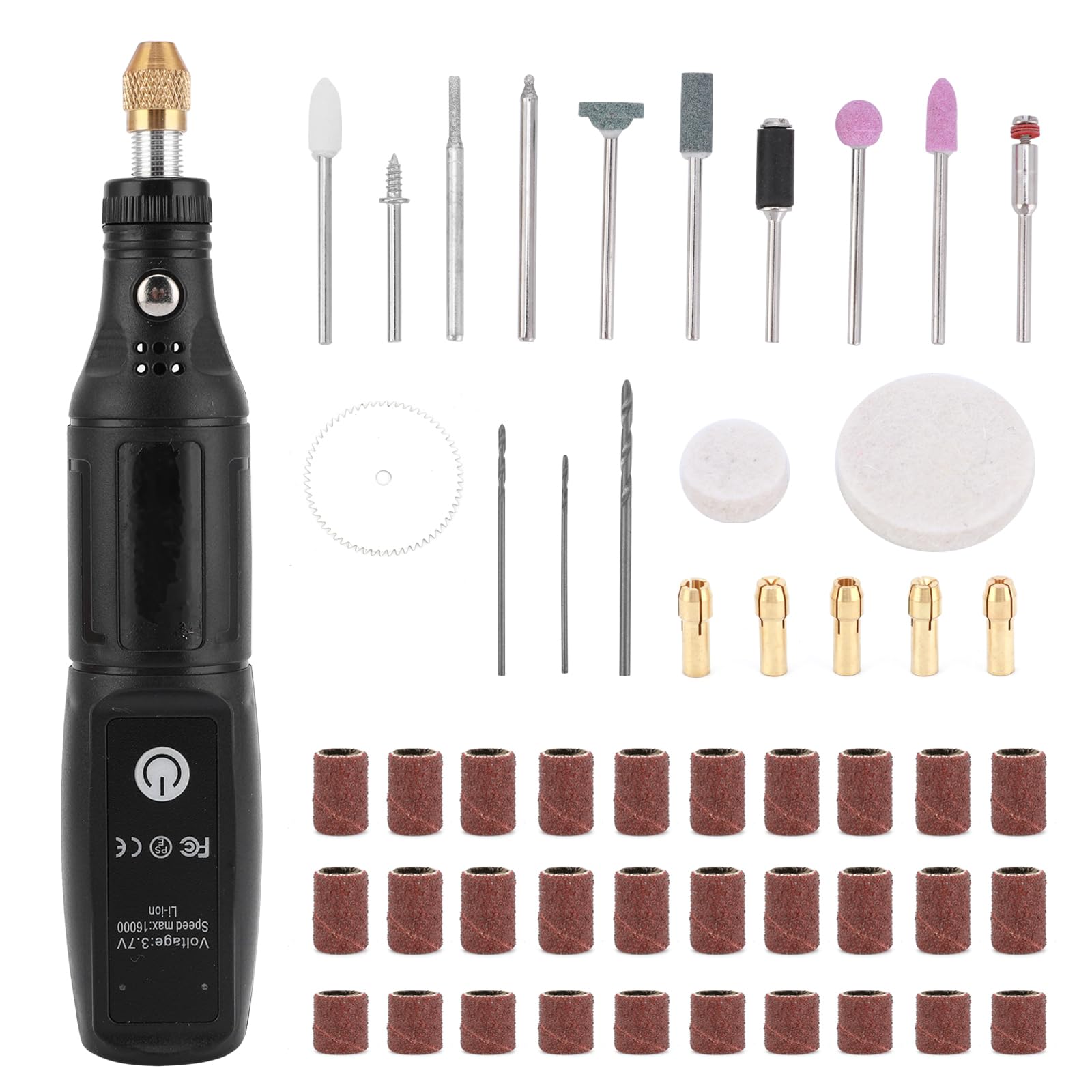 Cordless Rotary Tool, 3.7V Li-ion Mini Rotary Multi-Tool Kit with 51pcs Accessories Electric Rotary 3-Speed Speed Adjustable 16000rpm DIY Grinder for Polishing Cleaning Engraving