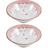 JapanBargain, Japanese Porcelain Bowl Rice Bowl Soup Bowl Made in Japan, Maneki Neko Smiling Cat Pattern (2, Bowl 4-1/4-inch)