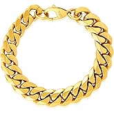 Invicta Bracelet for Men, Stainless Steel Chain Jewelry, Thick Polished Curb, 14mm, 9"