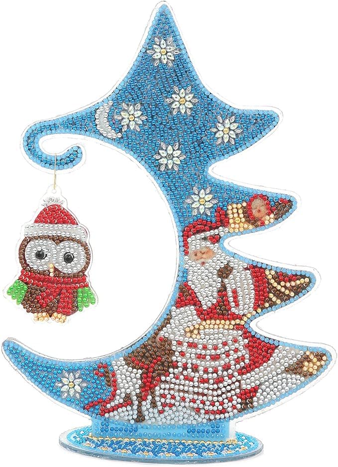 Syntego 5D DIY Christmas Tree Glow in The Dark Night Stand Luminous Diamond Painting for Adults (Hanging Owl Tree)