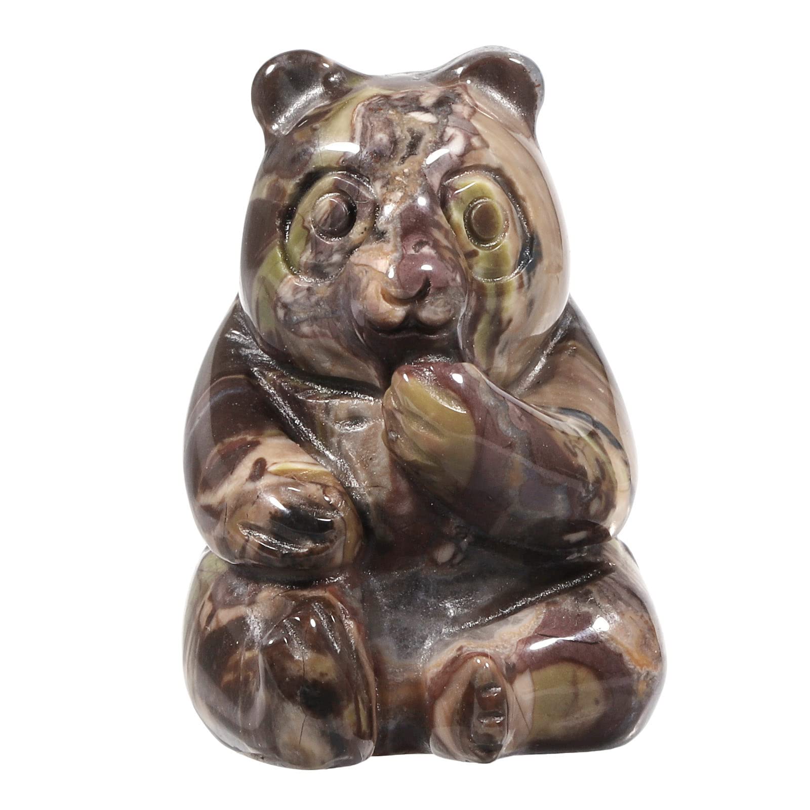 mookaitedecor Crazy Lace Agate Mini Carved Stone Bear Figurine, Healing Crystal Animal Statue Sculpture Ornament for Home Office Bonsai Meditation, Height 1.06-1.25”