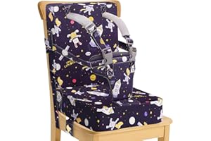 CAVWVTYU Booster Seat for Kitchen Chair at Table - Toddler Harness Seat Straps High Back Detachable Cover Ease of Cleaning Sturdy Booster Seat for Dining Table for Kid Child Baby