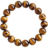Rosolaratop Natural Tiger Eye Stone Bracelet, 8-12mm Healing Energy Gemstone Beads, Elastic Stretch Design for Yoga and Meditation