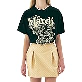 mardi mercredi Women's Triple Flower Graphic T-Shirt, 100% Cotton, Regular Fit Crewneck, Bold 3-Flower Print