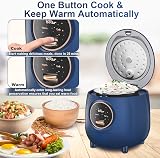 Bear Small 2 Cup Rice Cooker Steamer One Touch Keep Warm Blue view 4