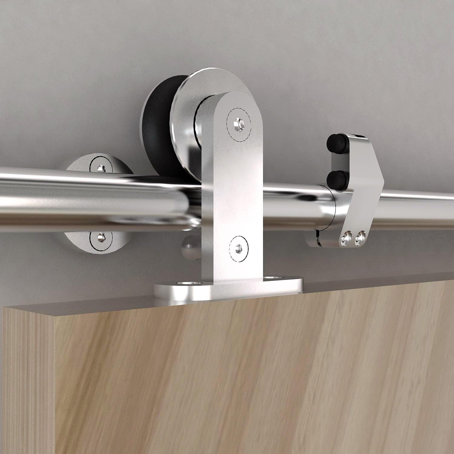 KINMADE Ten Stainless Steel Sliding Barn Door Hardware Kit 8FT (2440mm) Track Single Door Kit