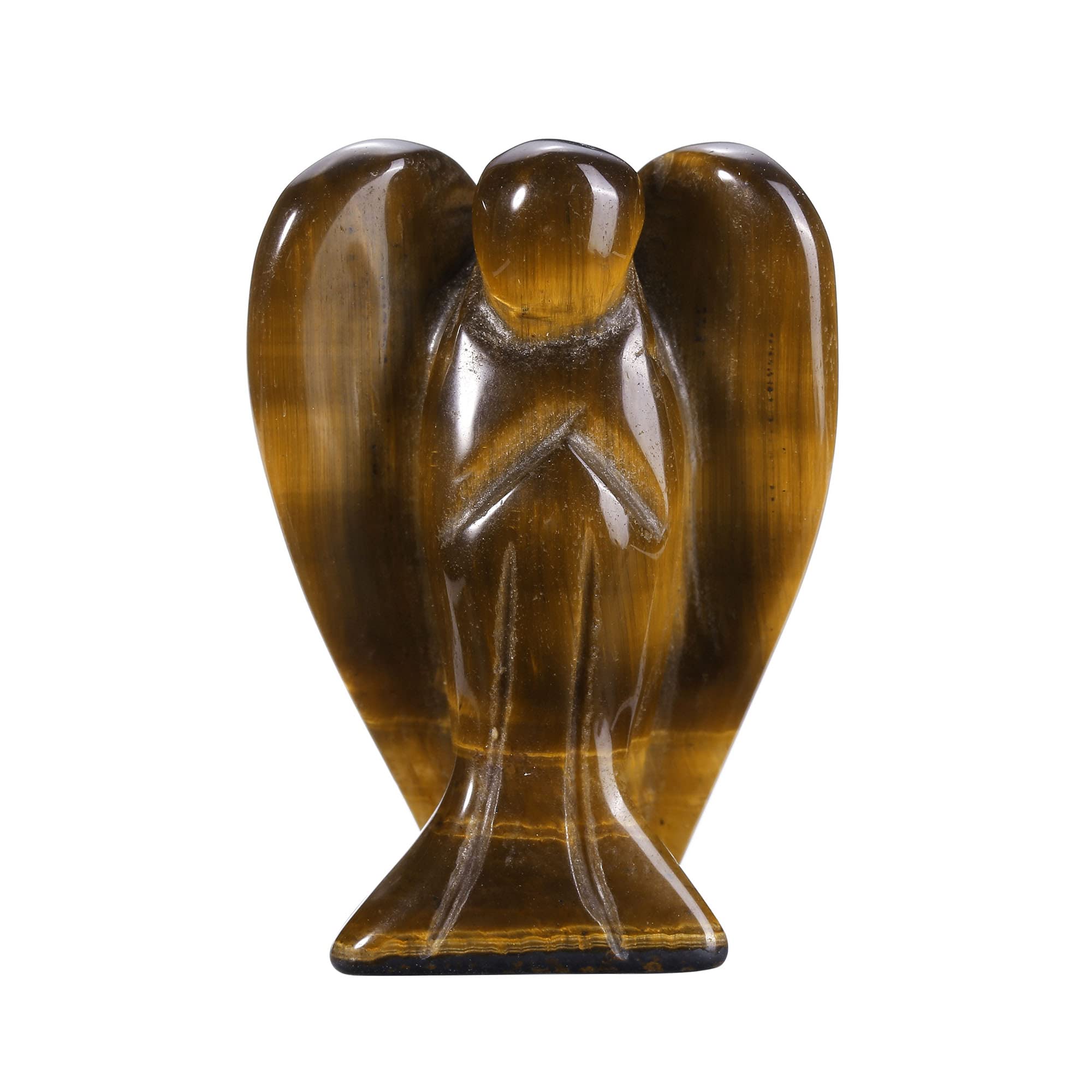 CrystalTears Tiger's Eye Stone Carved Guardian Angel Statue 1.5 iches Reiki Healing