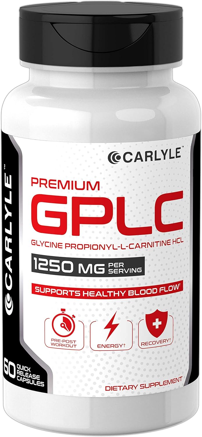 GPLC 1250 mg 60 Capsules | Non-GMO, Gluten Free | Glycine Propionyl-L-Carnitine HCL | Highest Potency Supplement | by Carlyle: Health & Personal Care