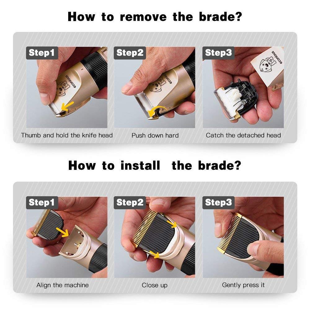 Qingxian Dog Clippers Pet Grooming Clipper Kits Low Noise Rechargeable Cordless Quiet Cat Dog Groomer Tool Professional Hair Trimmer Razor Blades with Combs, Scissor