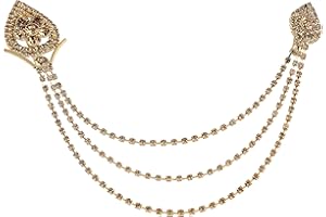 I Jewels 18K Eye Catching Stone Studded Indian Wedding Bollywood Three Chain Pin Brooch for Men Sherwani Suit Blazer Kurta Brooch (SM58)