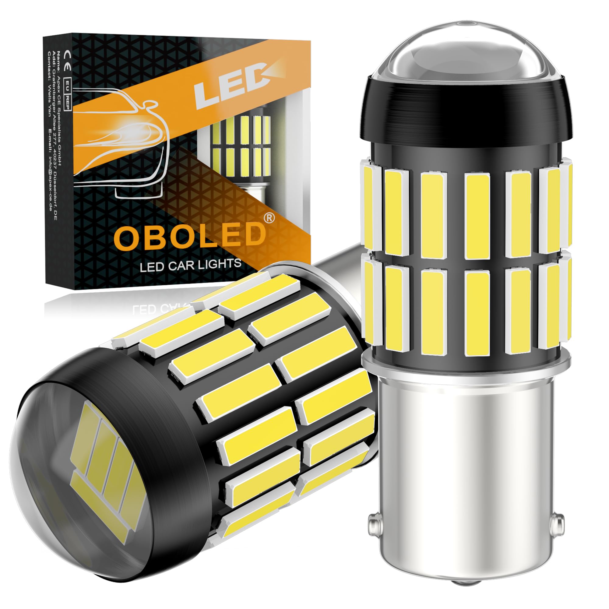 OBOLED P21W 1156 LED Bulbs 36SMD Super Bright BA15S 382 7506 1141 12V 24V for Car LED Reverse Light Tail DRL Daytime Running Light Turn Signal Brake Position Lights Xenon White 2Pcs