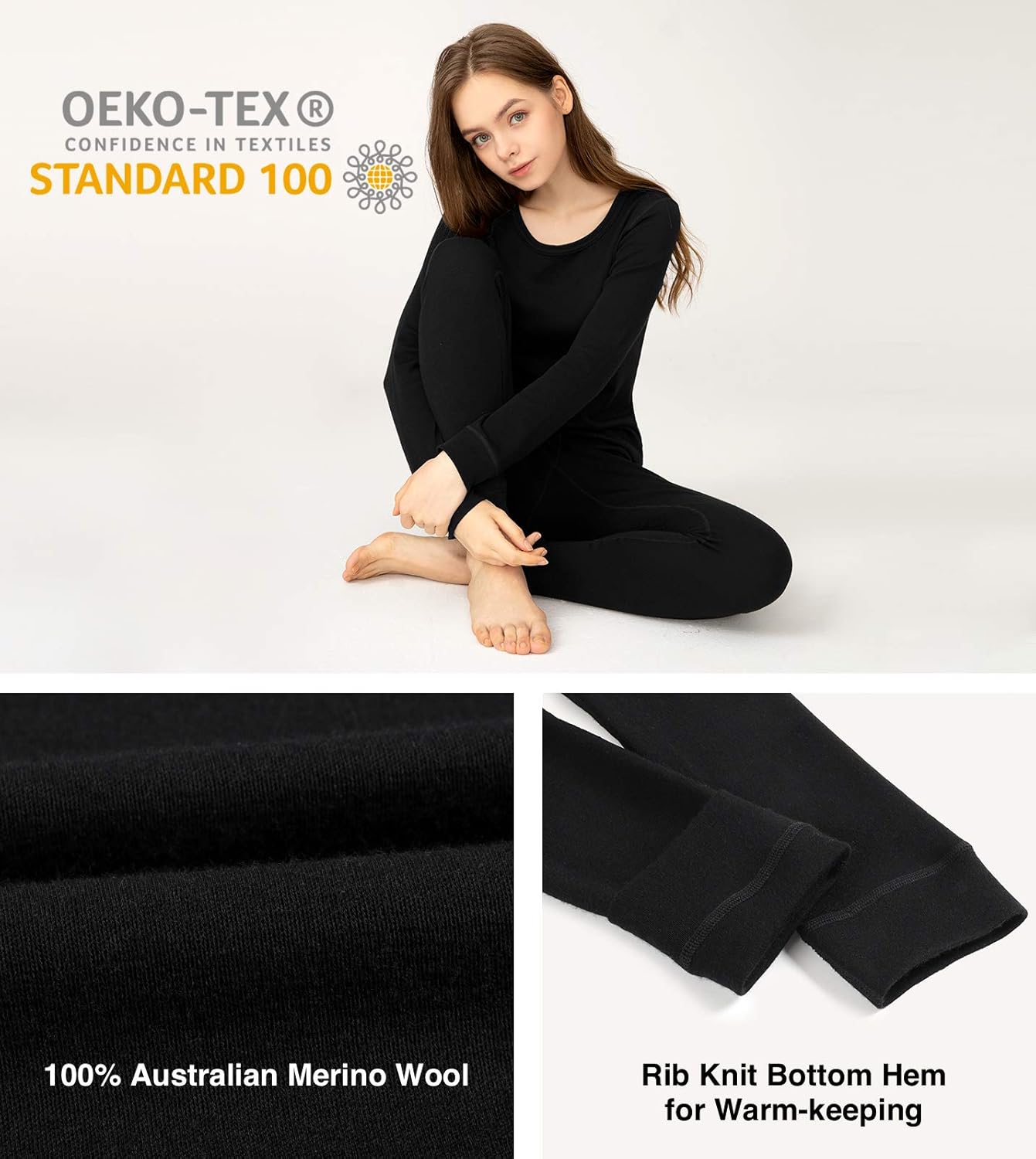 LAPASA Women's 100% Merino Wool Thermal Underwear Pants Midweight Long Johns Leggings Base Layer Bottoms L49 (X-Large, Black) at  Women’s Clothing store