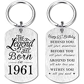 Yobent 65th Birthday Gifts for Men 1961, Happy 65th Birthday Keychain, 65 Year Old Birthday Gifts for Women, The Legend was Born in 1961