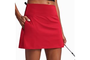 PINSPARK 16" Golf Skorts for Woman High Waisted Tennis Skirts with Pockets Shorts Pickleball Running Athletic Skort Summer
