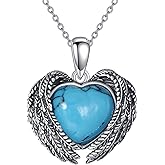 Turquoise Wings Necklace 925 Sterling Silver Angel Wings Pendant Turquoise Jeweley Gifts for Women Lovers