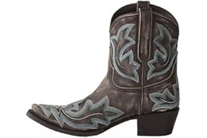 Lausiuoe Cowboy Boots For Women Knee High Wide Calf Pointed Toe Embroidered Western Cowgirl Style Chunky Heel Boot