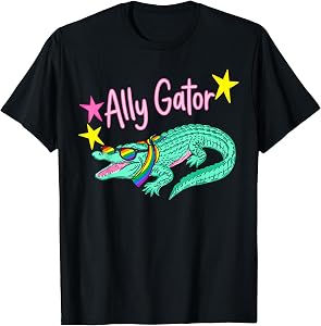 Ally Gator Pride Month Rainbow Flag Gay LGBT Ally Alligator T-Shirt