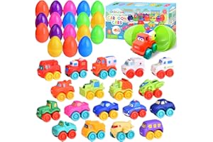 FUN LITTLE TOYS 18Pcs Prefilled Easter Eggs with Toy Cars, Easter Eggs Filled for Toddlers Kids Boys Hunt, Easter Party Favors, Easter Basket Stuffers, Easter Egg with Kids Toys