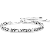 Miabella Italian 925 Sterling Silver, 18K Gold Plated 4mm Byzantine Adjustable Bolo Link Chain Bracelet for Women Handmade in Italy