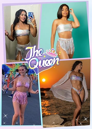 Rave Outfits for Women EDC Festival Metallic Holographic