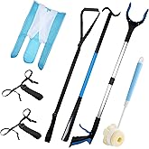 Hip Replacement Kit for Seniors 6PCS: Leg Lifter, Sock Aid, Reach Grabber Pickup Tool, Long Shoe Horn & Dressing Stick and Pa