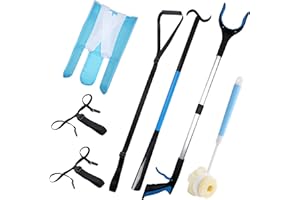 Hip Replacement Kit for Seniors 6PCS: Leg Lifter, Sock Aid, Reach Grabber Pickup Tool, Long Shoe Horn & Dressing Stick and Pa