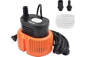 AgiiMan Pool Cover Pump Above Ground - Submersible Swimming Sump Inground Pump, Water Removal with 16' Drainage Hose and 25 Feet Power Cord, 850 GPH, 3 Adapters