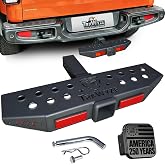 TrkWyze 3-in-1 Tow Hitch Step, X-Large Anti-Slip Step, 7500LB Tow Capacity | Step,Tow &amp; Bumper Guard, 600LB Step Capacity, Dual-Layer Rust Protection, 2 Inch Receiver, Bonus Hitch Cover Included