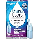 TheraTears Dry Eye Therapy Lubricating Eye Drops for Dry Eyes, Preservative Free eye drops, 30 Single-Use Vials