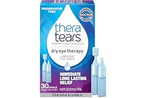 TheraTears Dry Eye Therapy Lubricating Eye Drops for Dry Eyes, Preservative Free eye drops, 30 Single-Use Vials