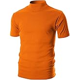 Ohoo Mens Short Sleeve Mock Turtleneck Basic Tops Lightweight Slim Fit Pullover Sweater